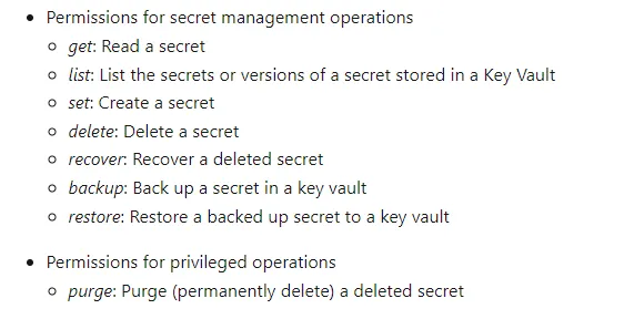 Secrets access control in Azure Key Vault